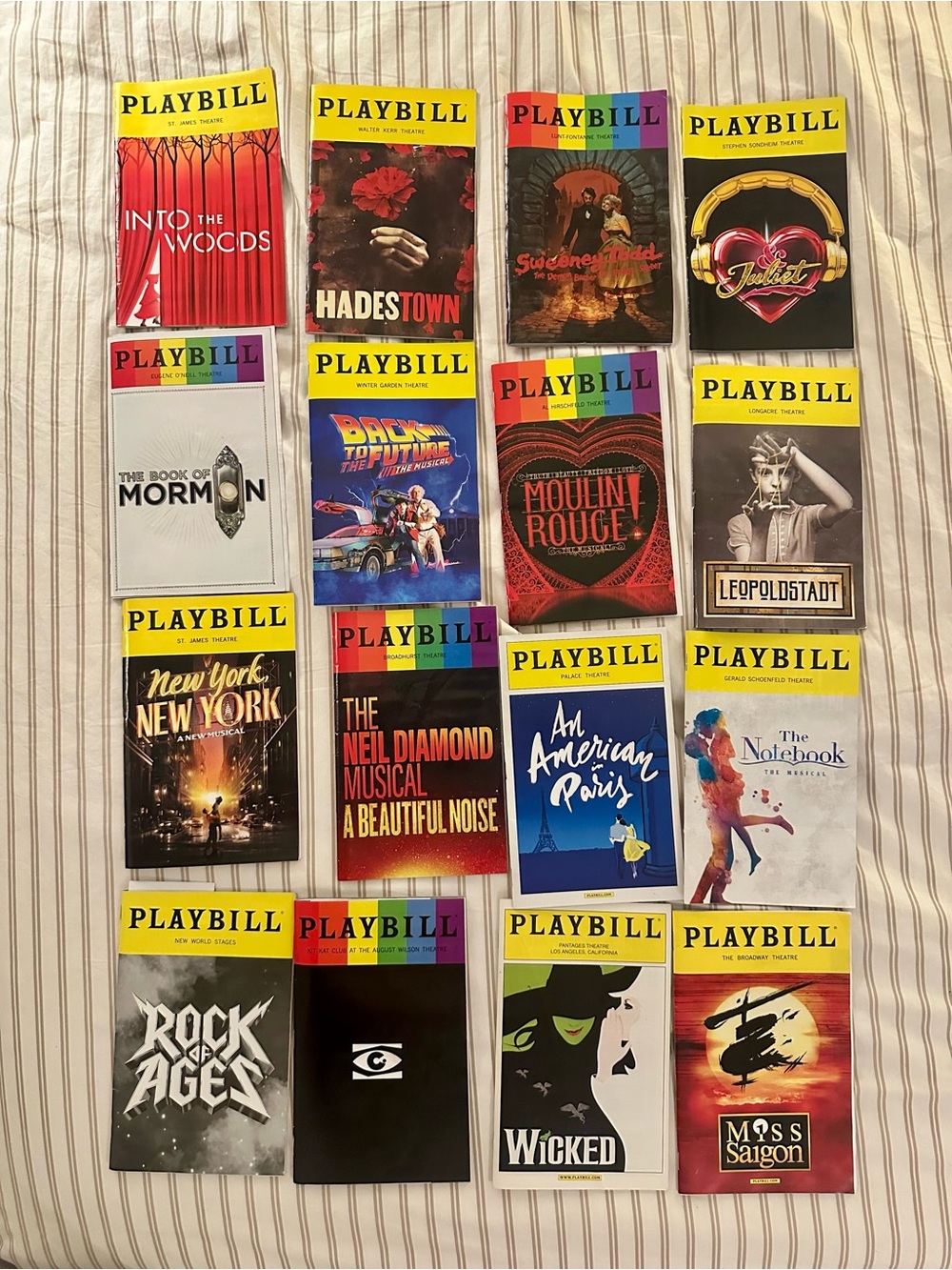 Broadway Playbills with Cast Inserts - Cabaret, Wicked, Moulin Rouge, & Juliet